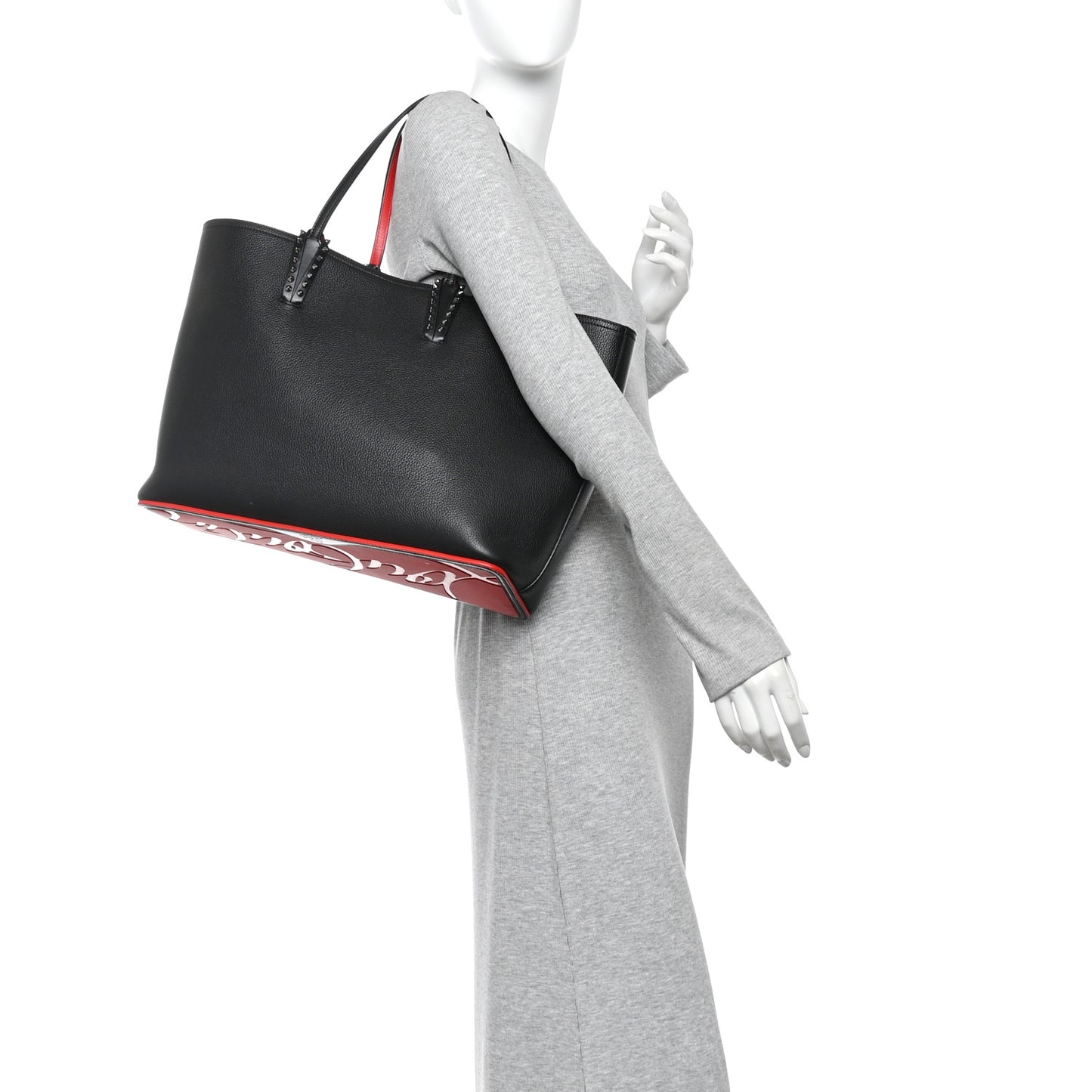 Calfskin Empire Spikes East West Cabata Tote Black