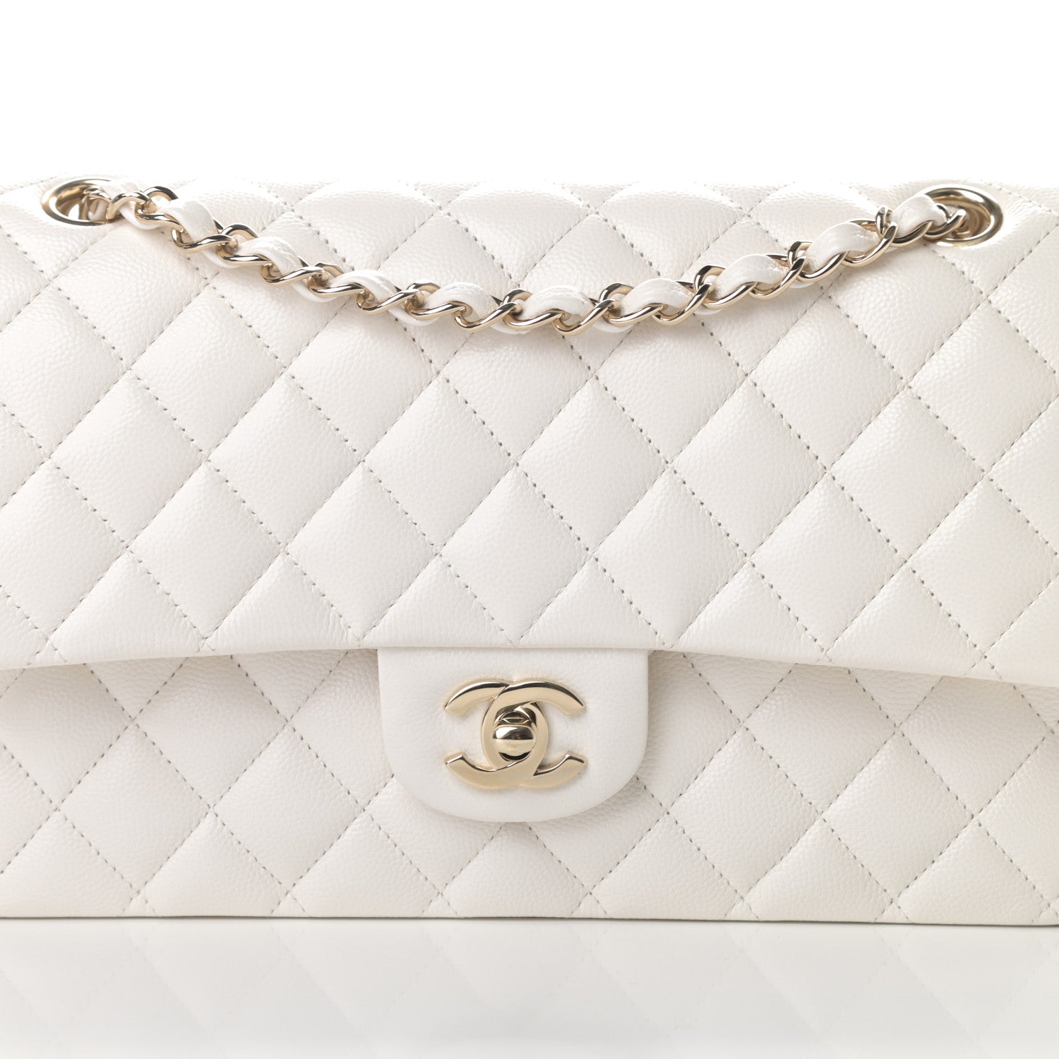 Chanel Caviar Quilted Medium Double Flap White 8 of 11