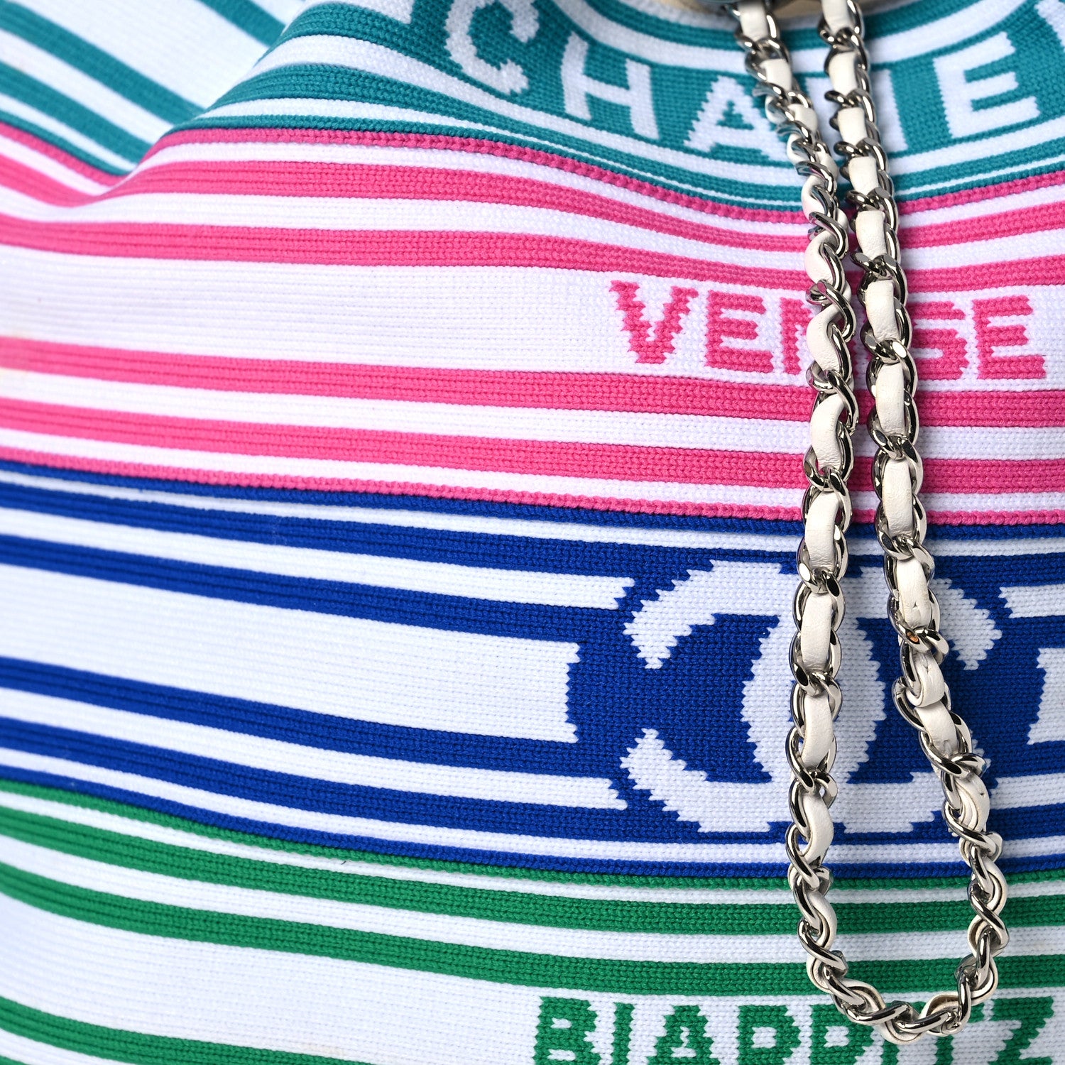 Chanel Mixed Fibers Lambskin Venise Biarritz Drawstring Bucket Bag Multicolor White 8 of 14