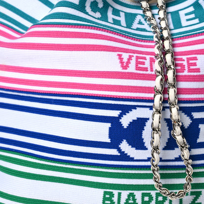 Chanel Mixed Fibers Lambskin Venise Biarritz Drawstring Bucket Bag Multicolor White 8 of 14