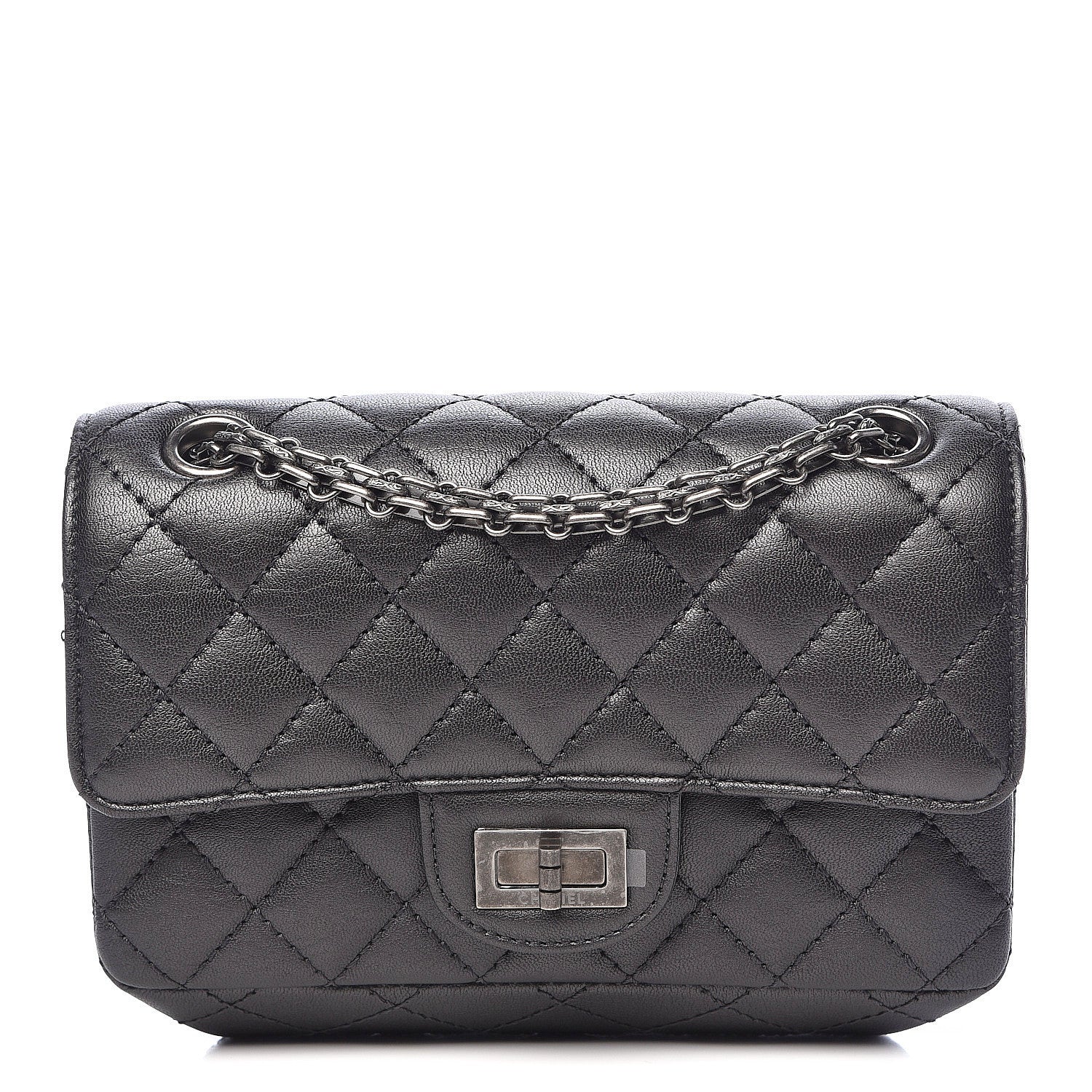 Chanel Metallic Sheepskin Quilted 2.55 Reissue Mini Flap Dark Silver 1 of 12