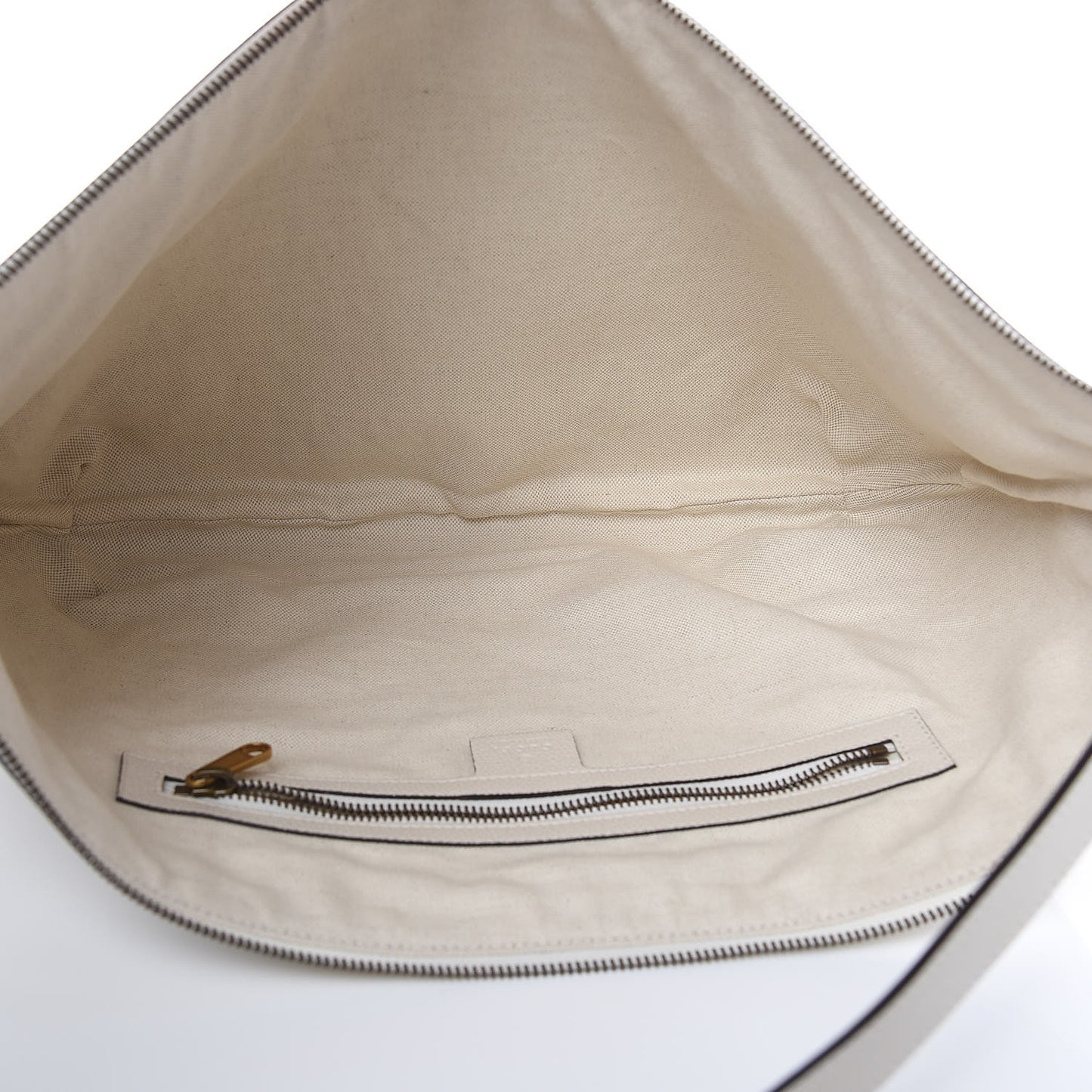 Grained Calfskin Logo Half Moon Hobo White