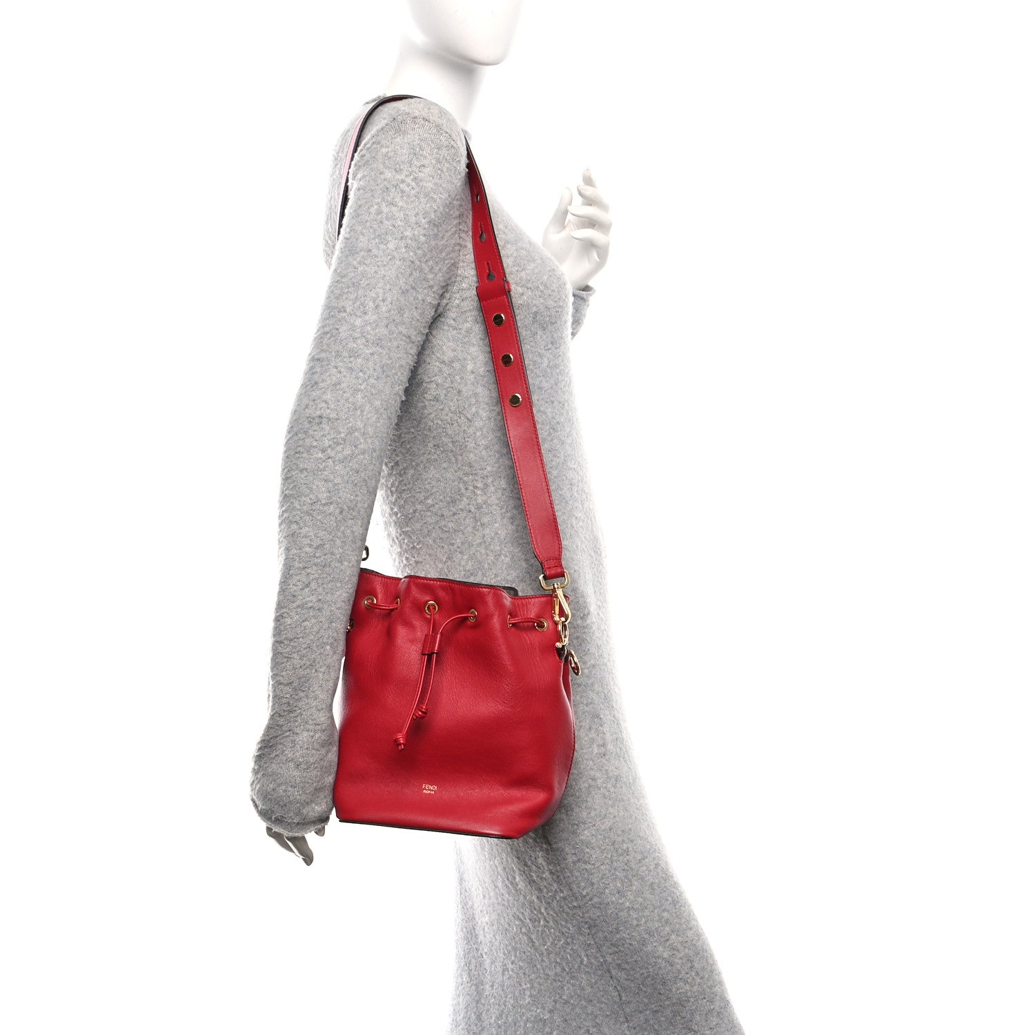 Fendi Vitello Grace Matte F is Fendi Grande Mon Tresor Bucket Bag Fragola 2 of 12