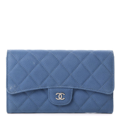 Chanel Iridescent Caviar Quilted Large Flap Wallet Blue 1 of 12