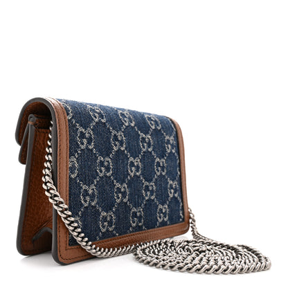 Gucci New Denim GG Monogram Dollar Calfskin Enamel Super Mini Dionysus Shoulder Bag Blue Tea Cuir Epilog Electric Blue 3 of 9