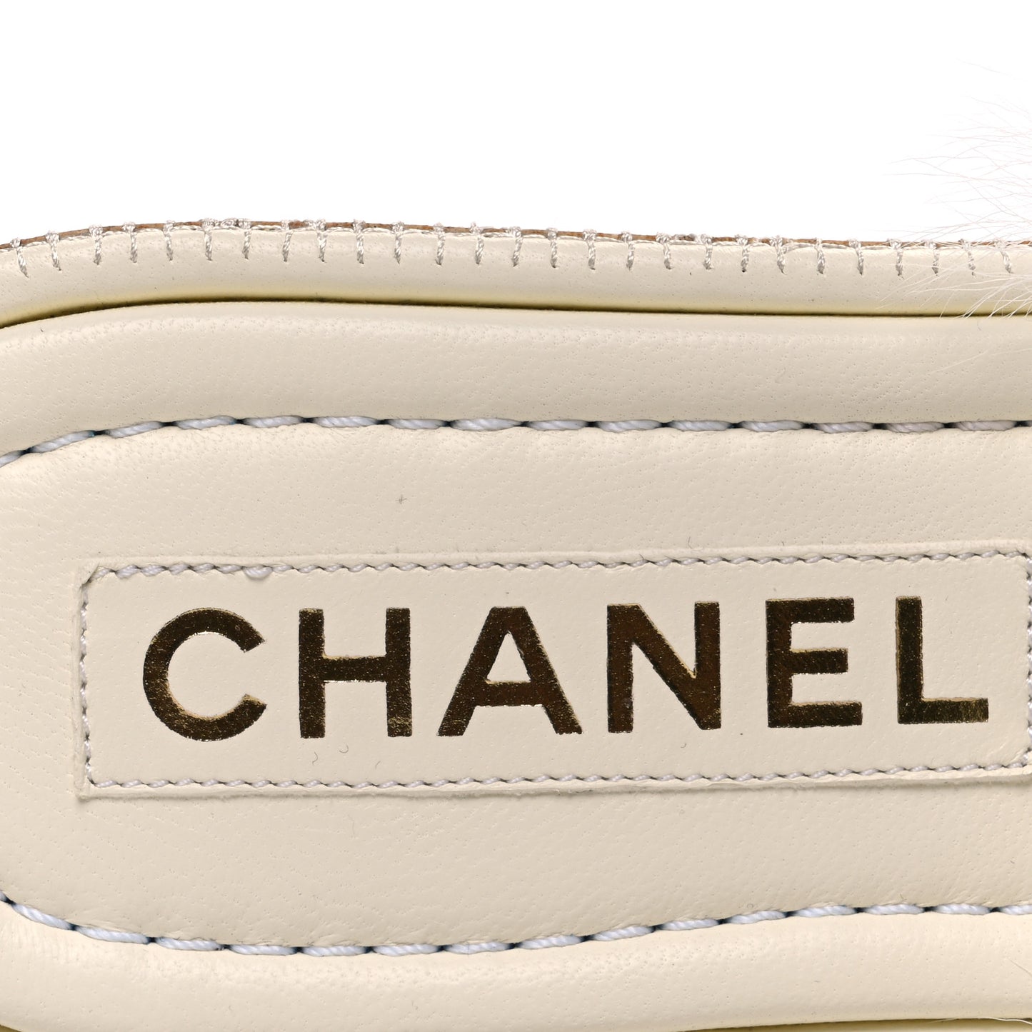 Shearling Lambskin CC Mules Sandal 38 White Black