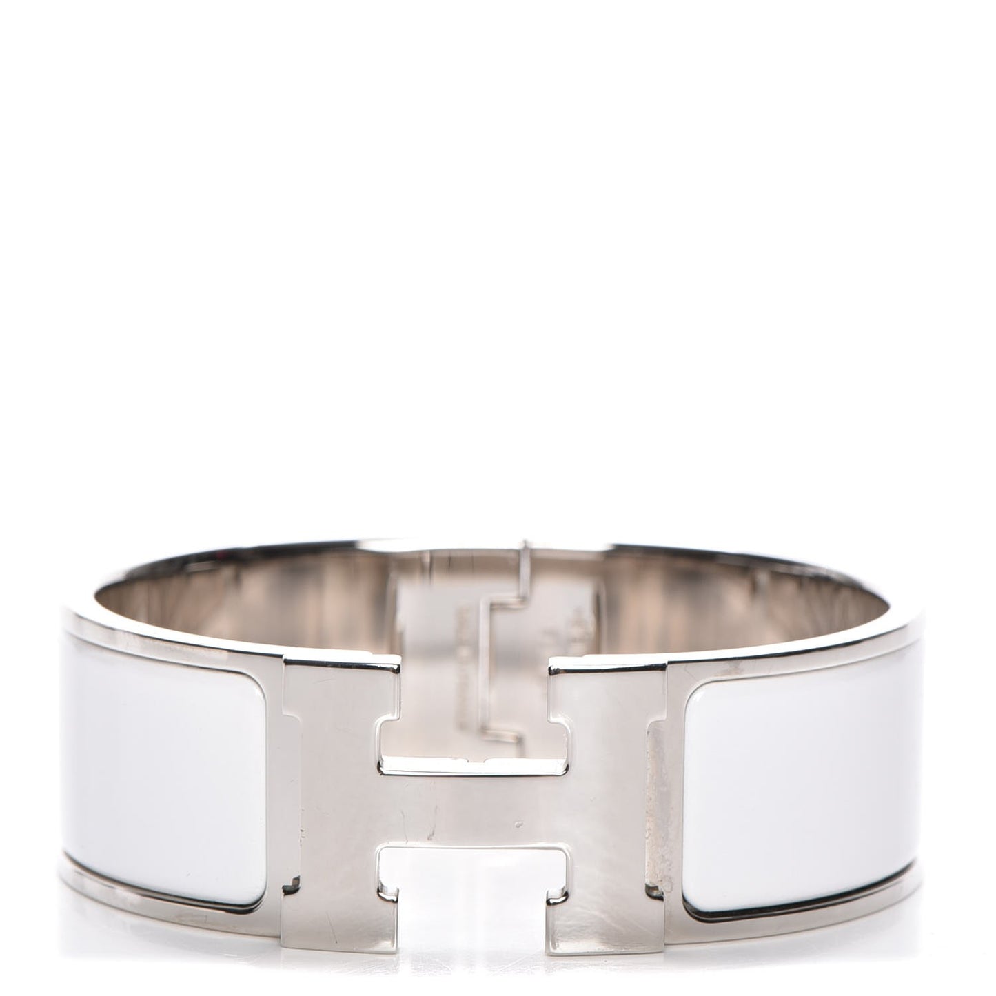 Enamel Wide Clic Clac H Bracelet PM White