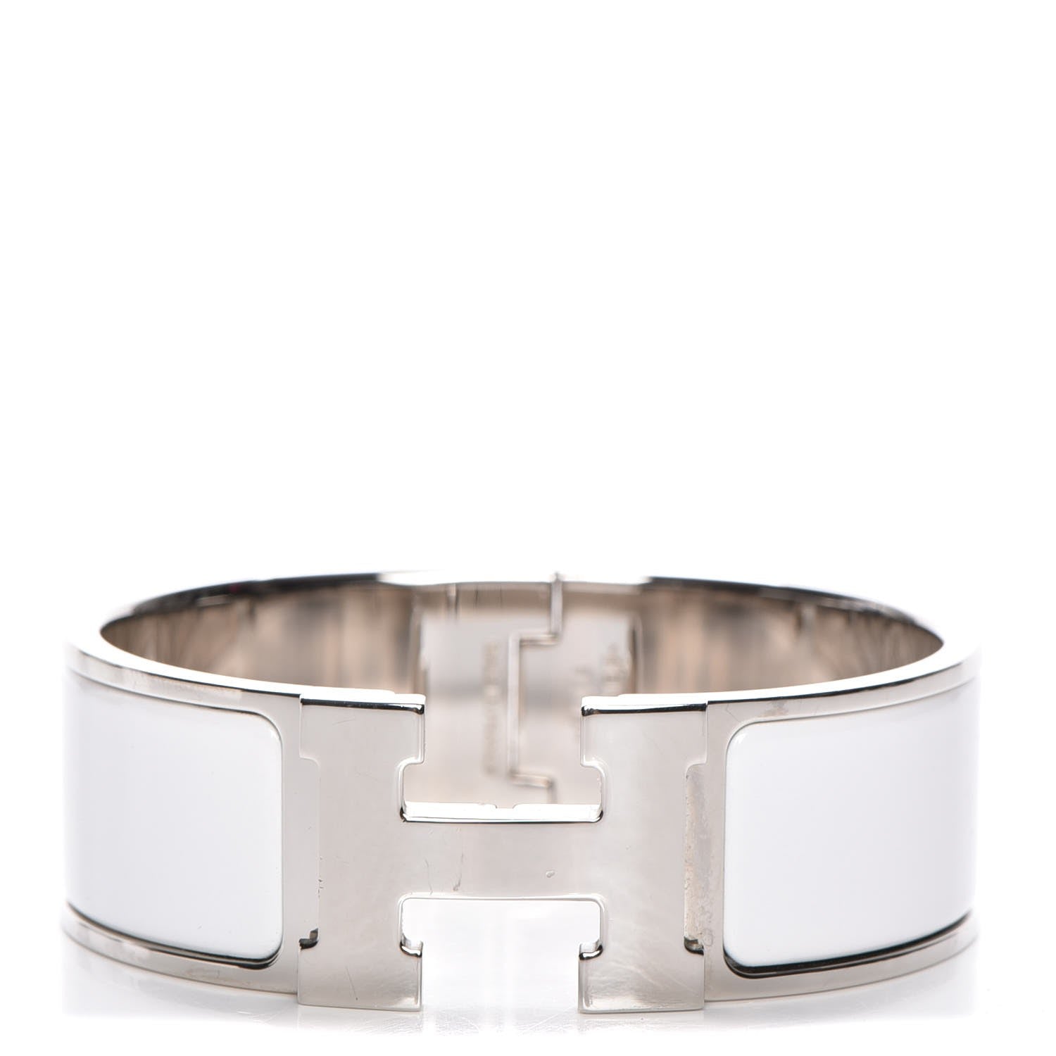 Hermes Enamel Wide Clic Clac H Bracelet PM White 1 of 5