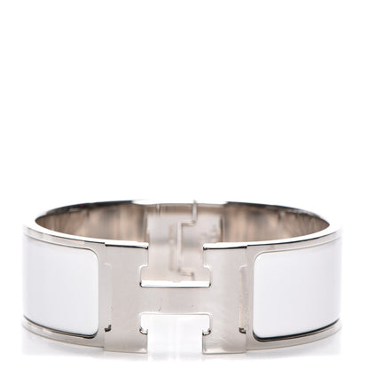 Hermes Enamel Wide Clic Clac H Bracelet PM White 1 of 5