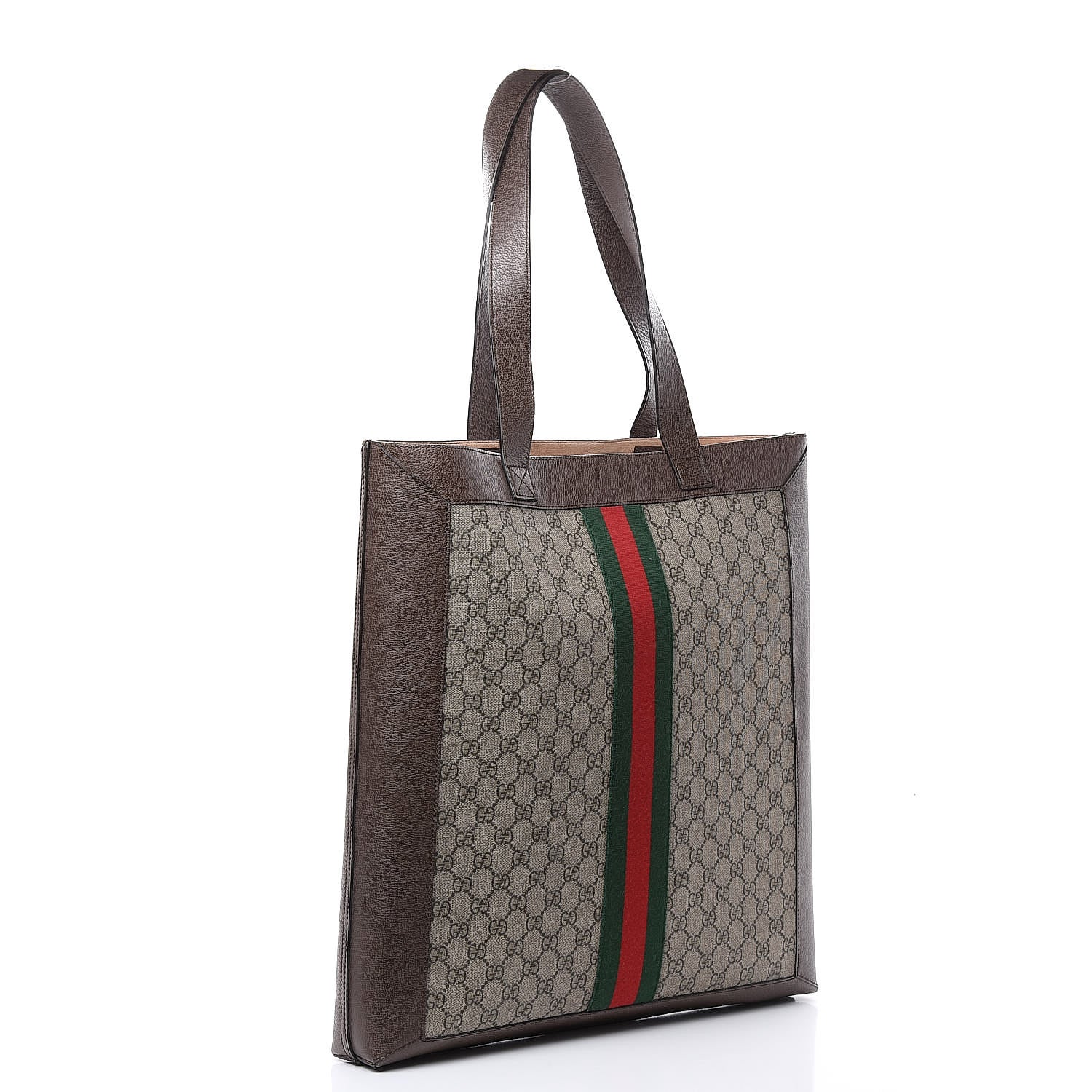 Gucci GG Supreme Monogram Web Large Ophidia Vertical Shopping Tote Brown 4 of 11