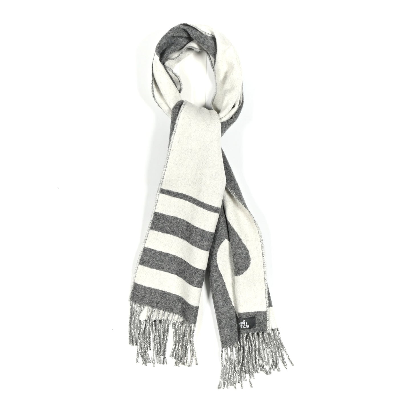 Cashmere Casaque Love Story Muffler Gris Clair Ivoire