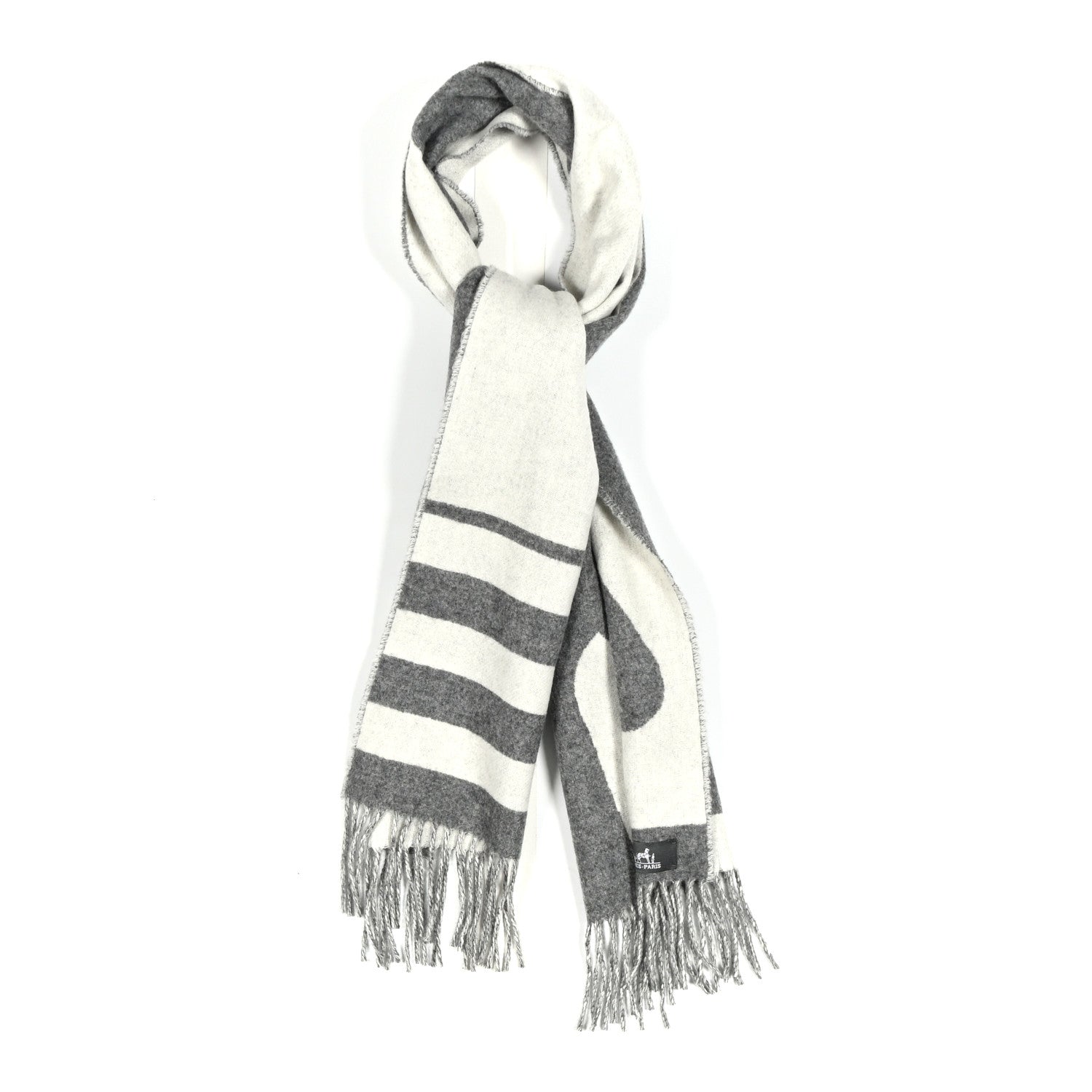 Hermes Cashmere Casaque Love Story Muffler Gris Clair Ivoire 1 of 4