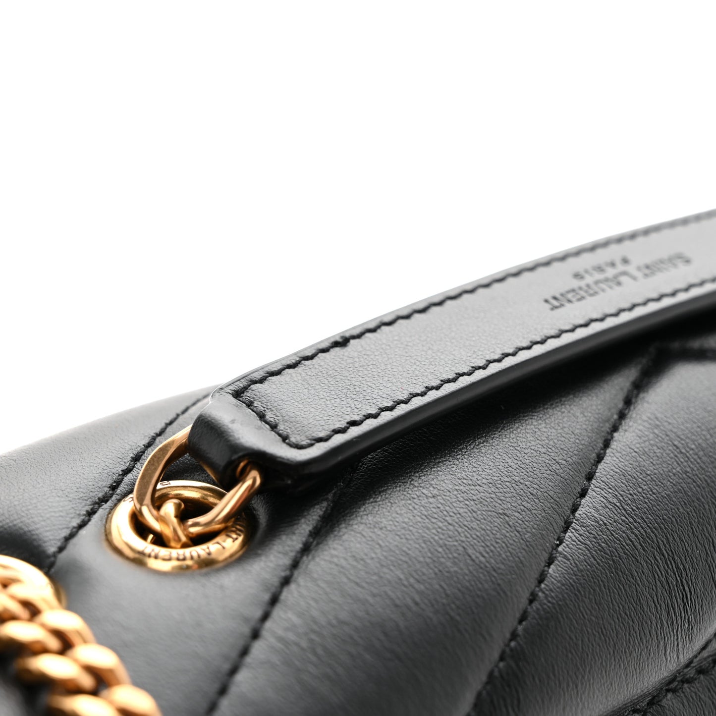 Calfskin Y Quilted Monogram Small Loulou Chain Satchel Black
