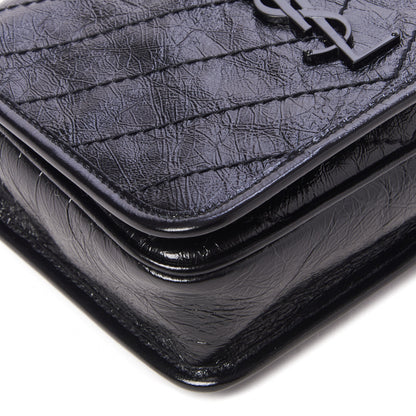 Saint Laurent Crinkled Calfskin Matelasse Monogram Niki Chain Wallet Black 6 of 9