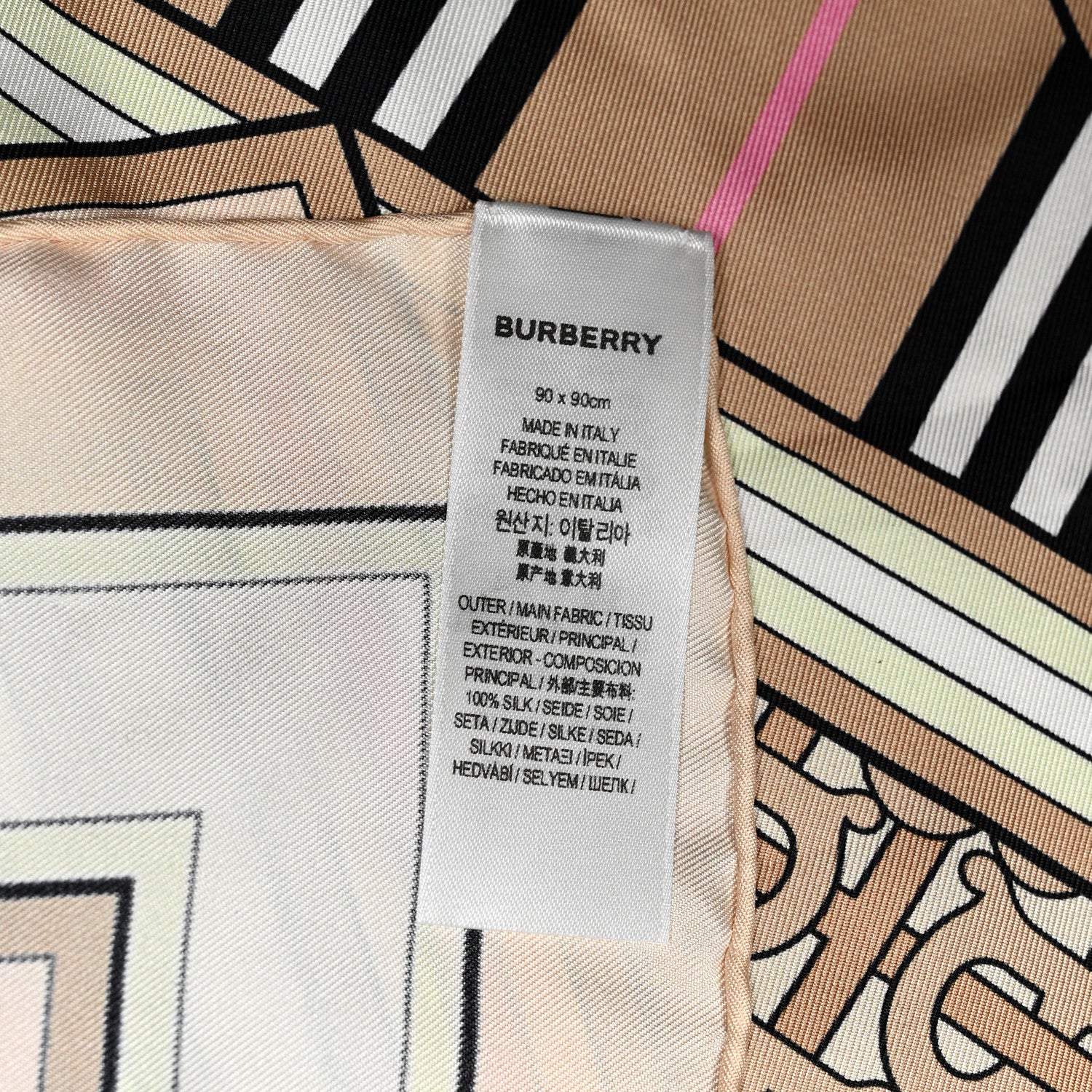 Burberry Silk Monogram Print Square Scarf Beige Pale Pink 3 of 4