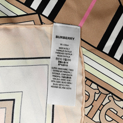 Burberry Silk Monogram Print Square Scarf Beige Pale Pink 3 of 4