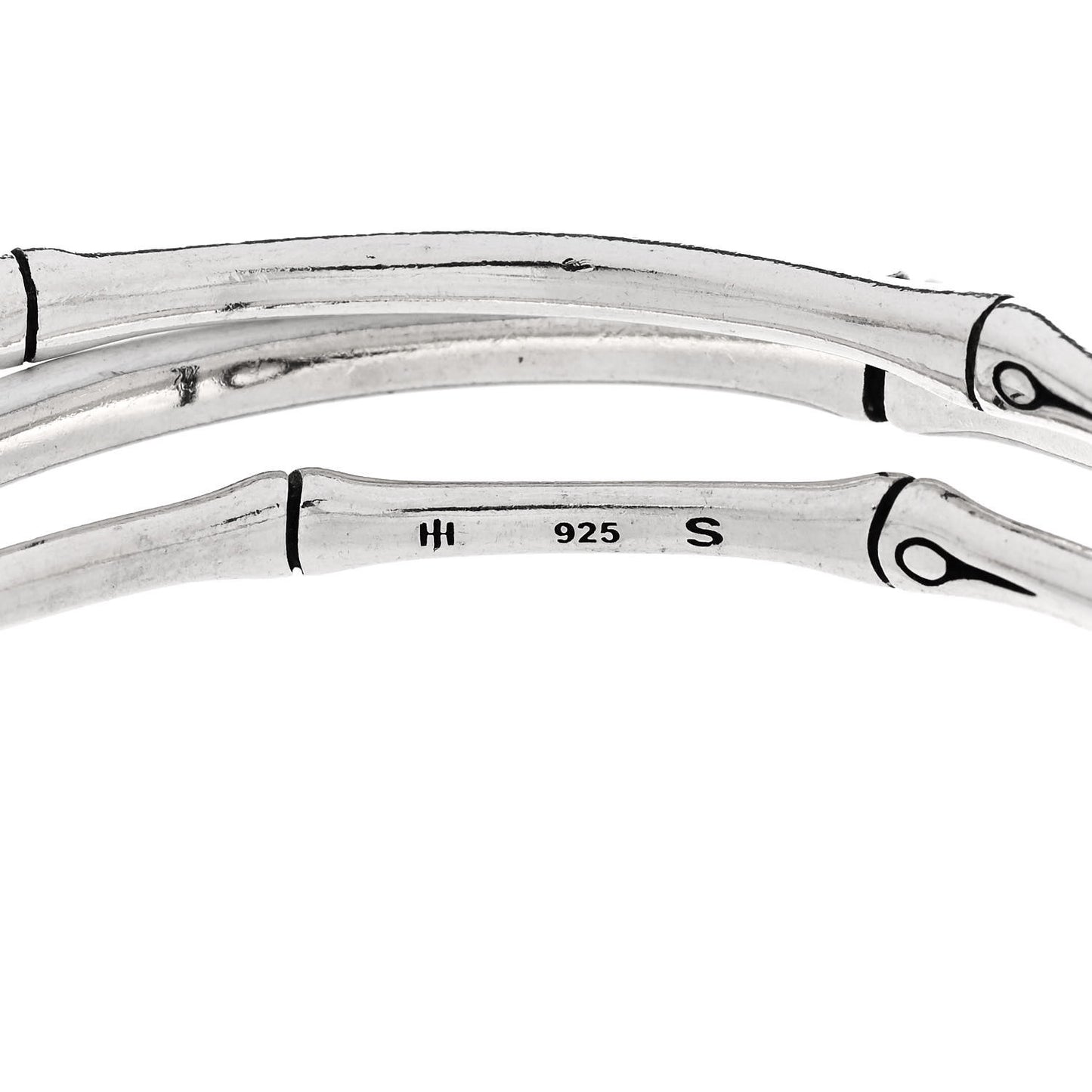 Sterling Silver Enamel Bamboo Bangle Bracelet Set of 3 White