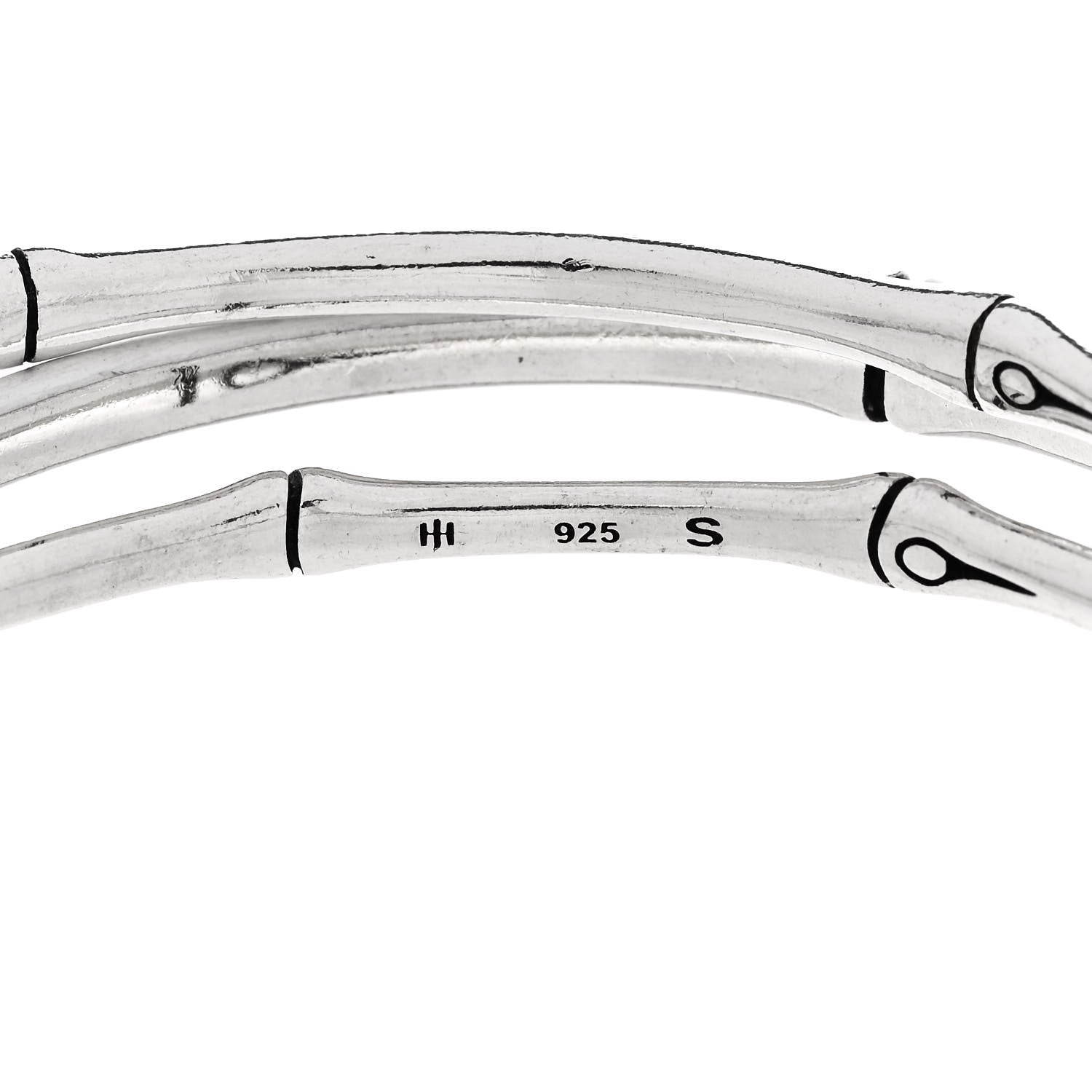 John Hardy Sterling Silver Enamel Bamboo Bangle Bracelet Set of 3 White 3 of 4