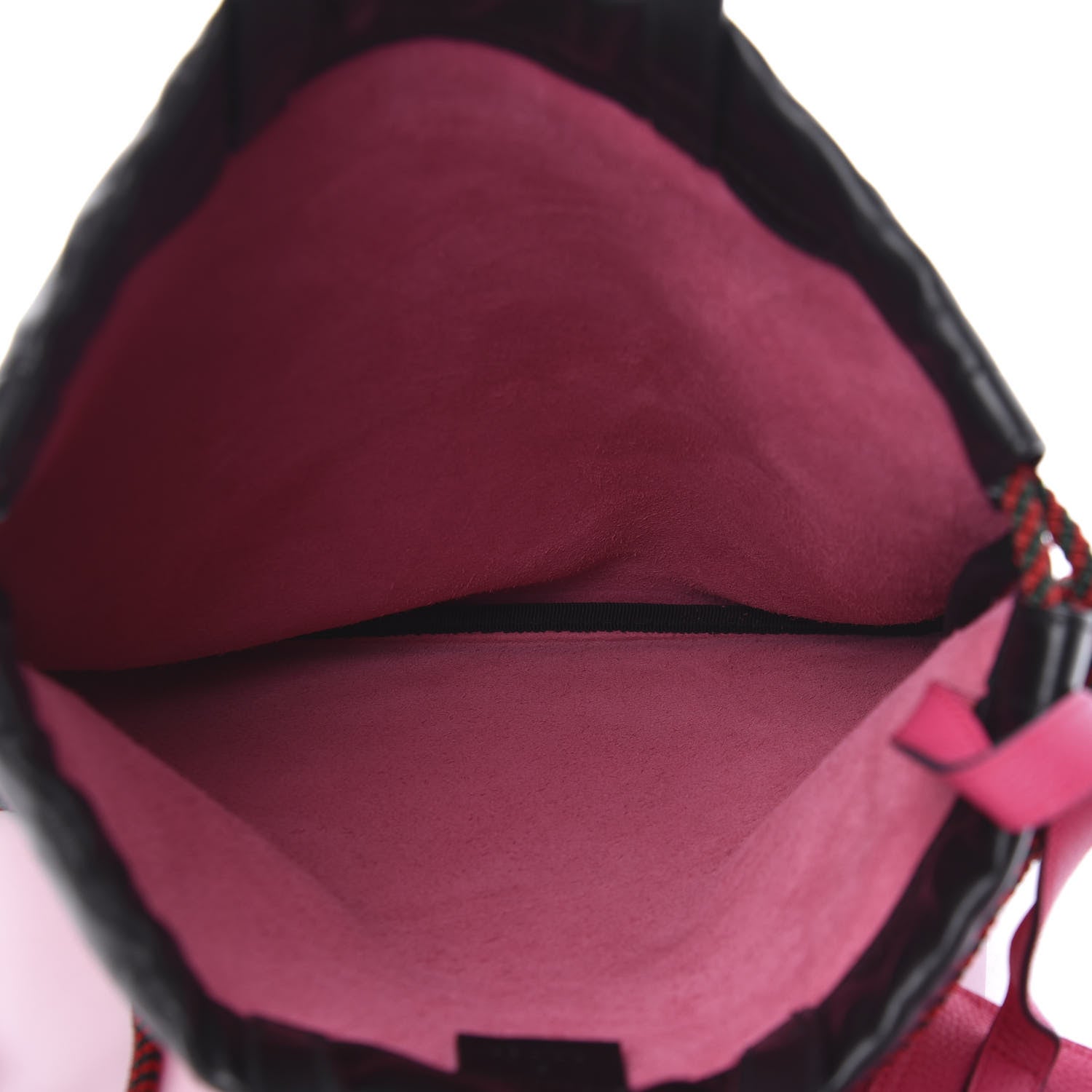 Gucci Grained Calfskin Logo Drawstring Backpack Box Pink Green Black 5 of 10