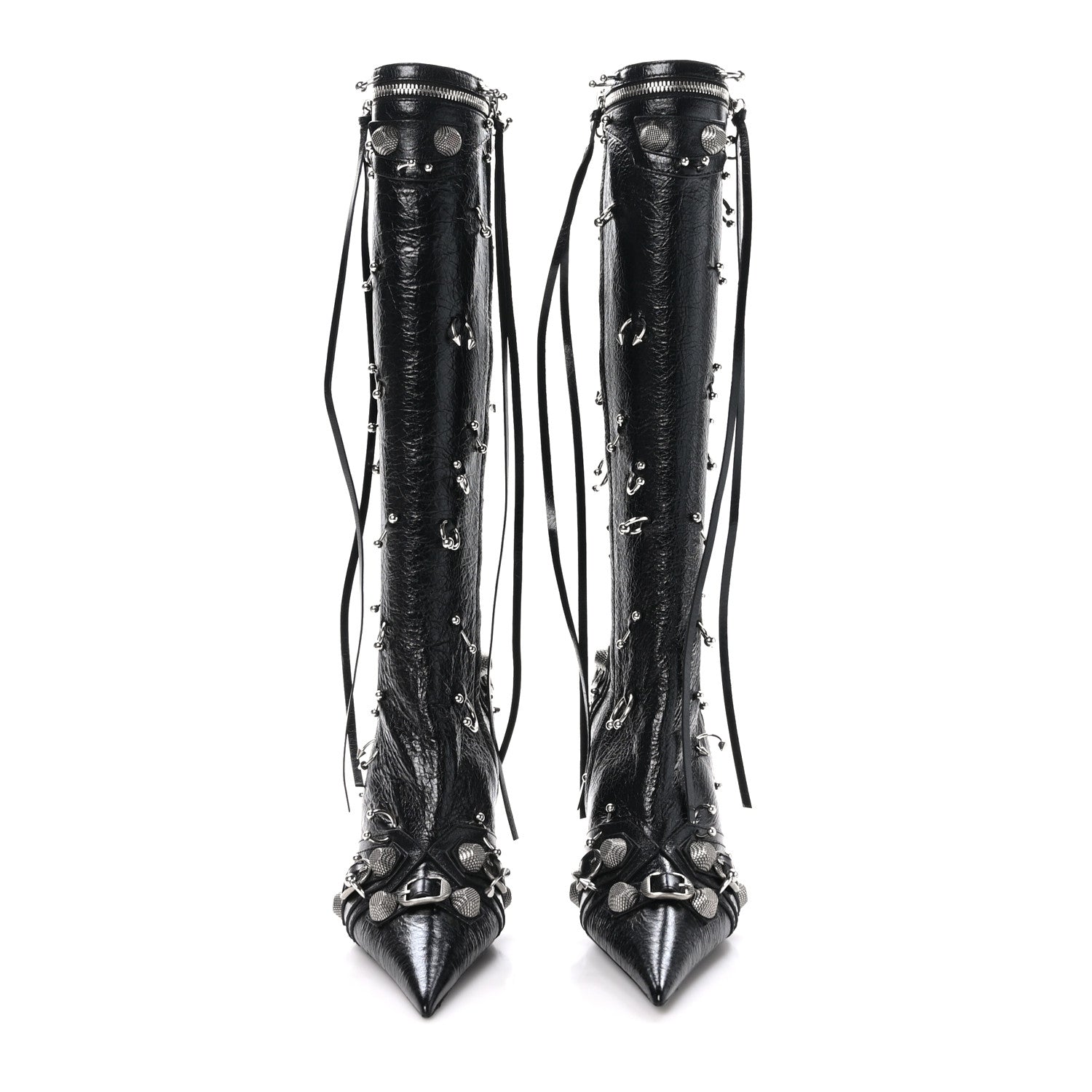 Balenciaga Agneau Arena Piercing Cagole 90mm Boots 37 Black Silver 2 of 8