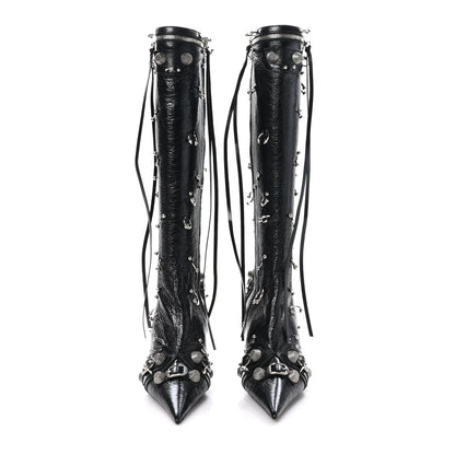 Balenciaga Agneau Arena Piercing Cagole 90mm Boots 37 Black Silver 2 of 8