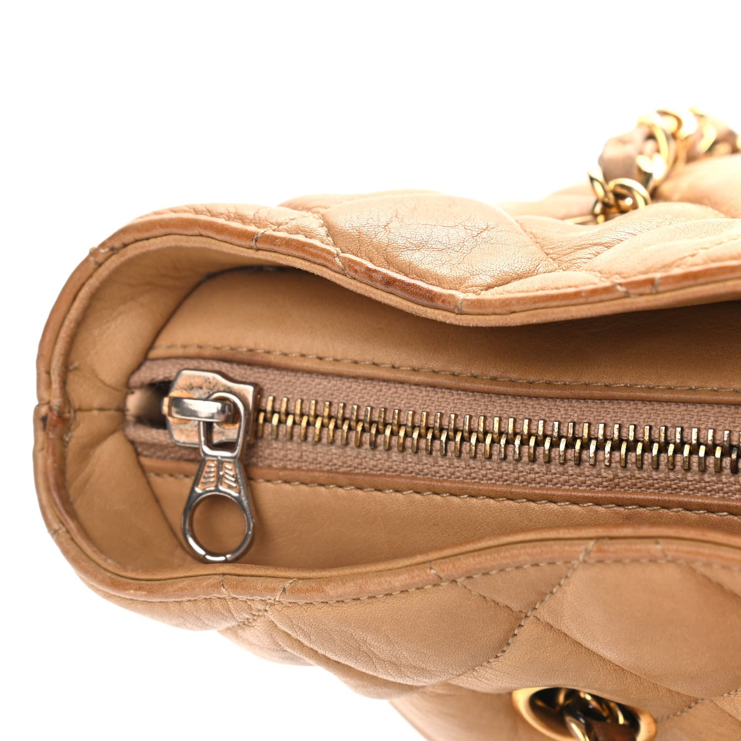 Lambskin Quilted Shopper Tote Beige