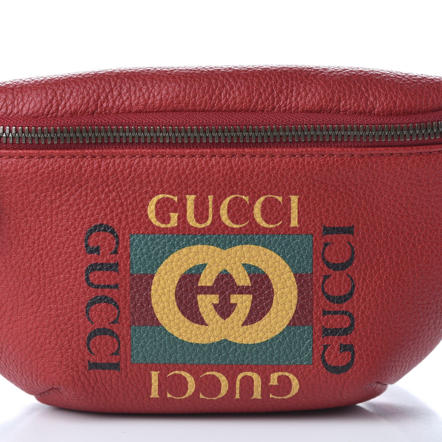 Grained Calfskin Small Logo Belt Bag Hibiscus Red