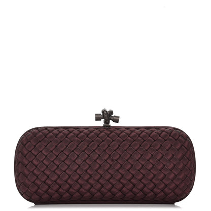 Bottega Veneta Silk Faille Intrecciato Knot Clutch Aubergine 1 of 6