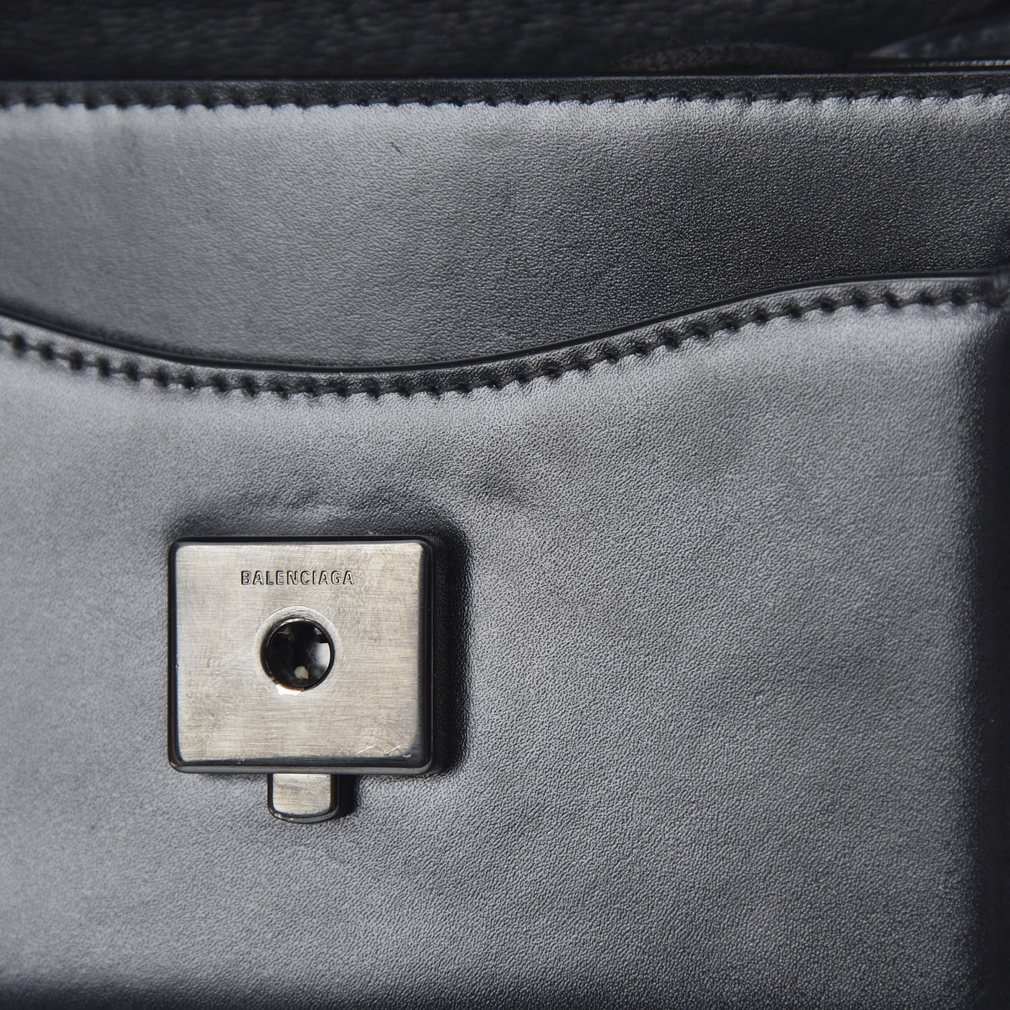 Box Calfskin Monochrome XS Sharp Top Handle Bag Black