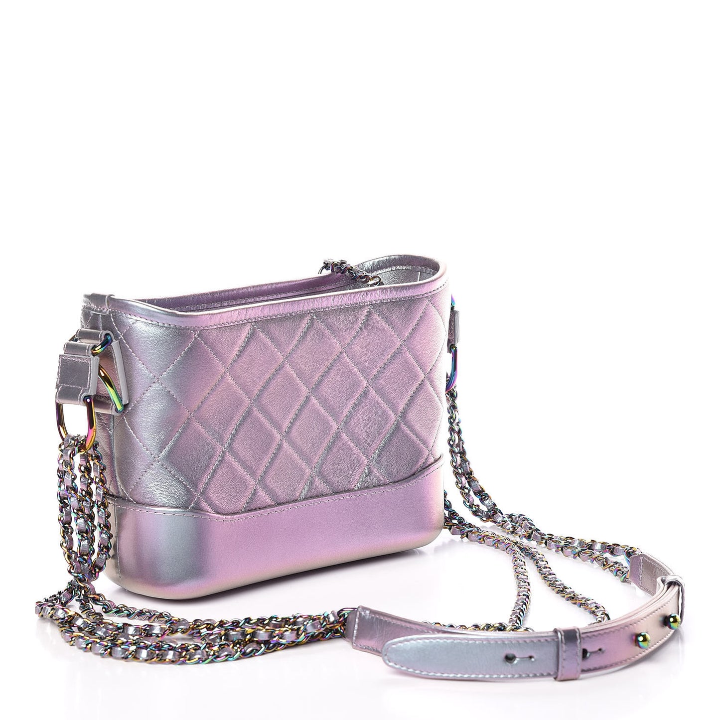 Iridescent Lambskin Calfskin Quilted Small Gabrielle Hobo Light Purple