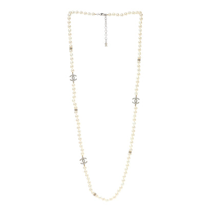 Chanel Pearl Crystal CC Long Necklace Gold 2 of 5