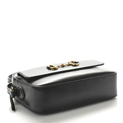 Gucci Textured Calfskin Small Horsebit 1955 Shoulder Bag Black 4 of 12