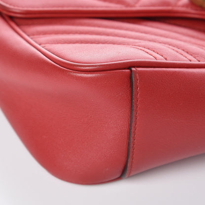Gucci Calfskin Matelasse Small GG Marmont Shoulder Bag Hibiscus Red 5 of 12