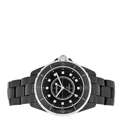 Chanel Stainless Steel Ceramic Diamond 38mm J12 Automatic Watch Black 2 of 4