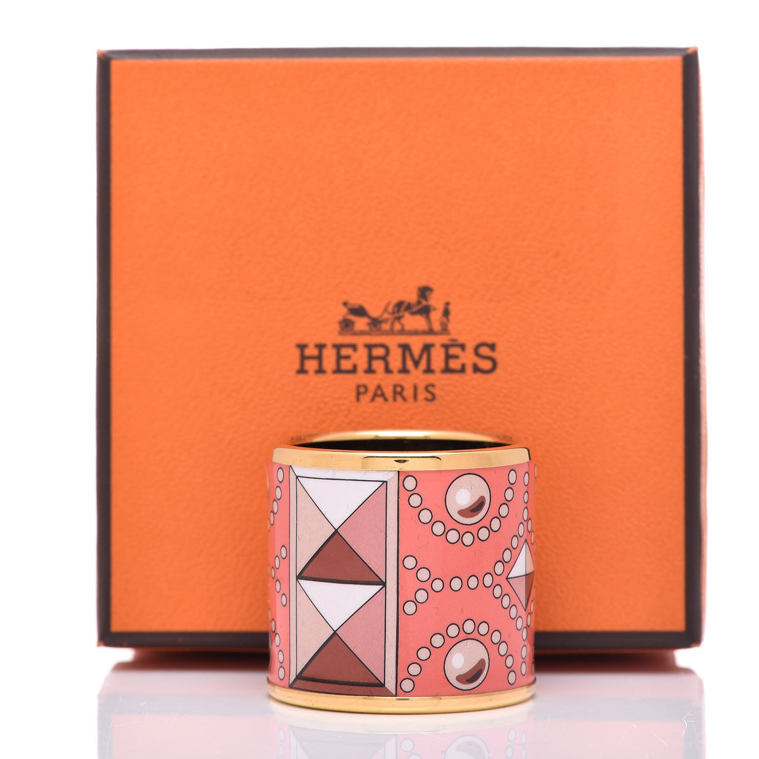 Hermes Enamel Printed Gold Plated Collier de Chiens Scarf Ring 6 of 6