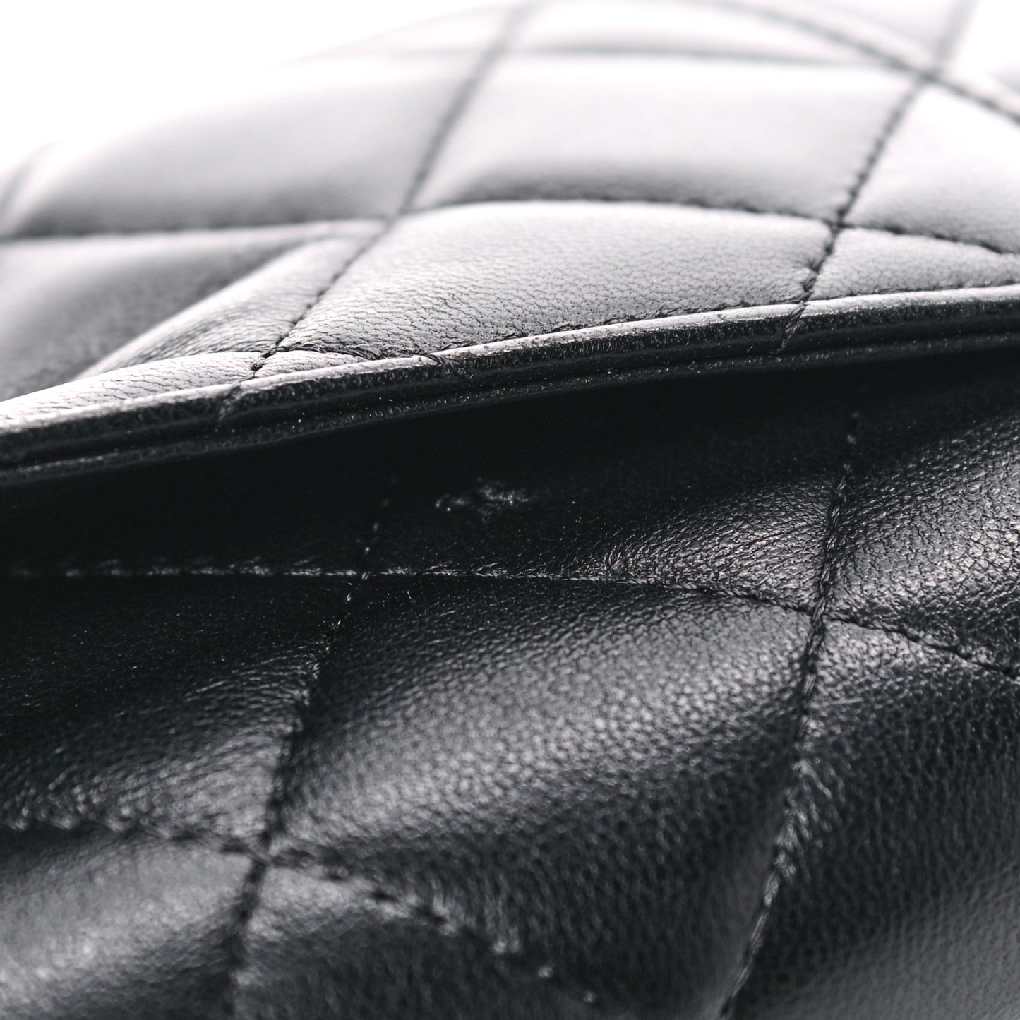 Lambskin Quilted Large Flap Wallet Black