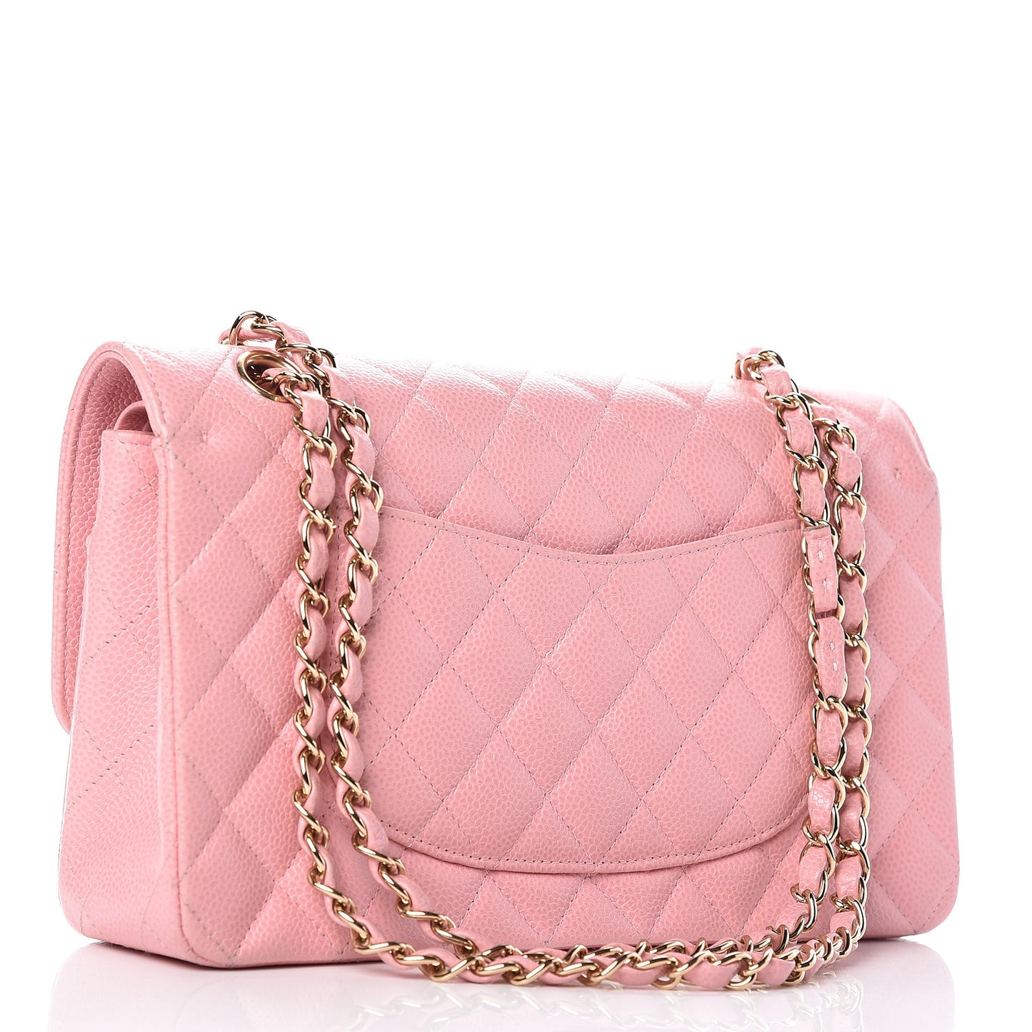 Caviar Quilted Medium Double Flap Pink