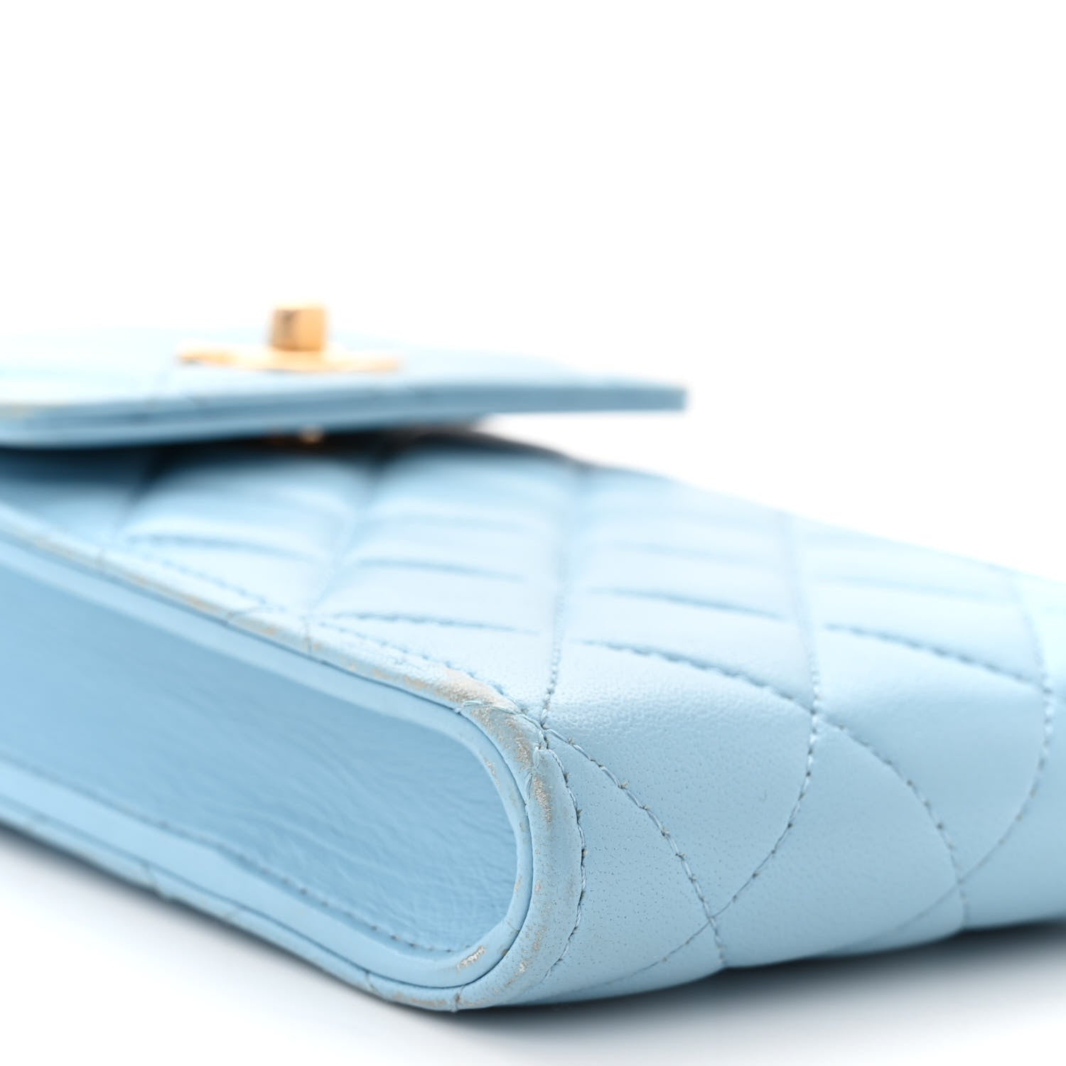 Chanel Lambskin Quilted Pearl Crush Phone Holder With Chain Light Blue 10 of 14