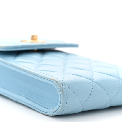 Chanel Lambskin Quilted Pearl Crush Phone Holder With Chain Light Blue 10 of 14