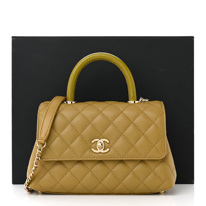Chanel Caviar Lizard Embossed Quilted Mini Coco Handle Flap Green 11 of 11
