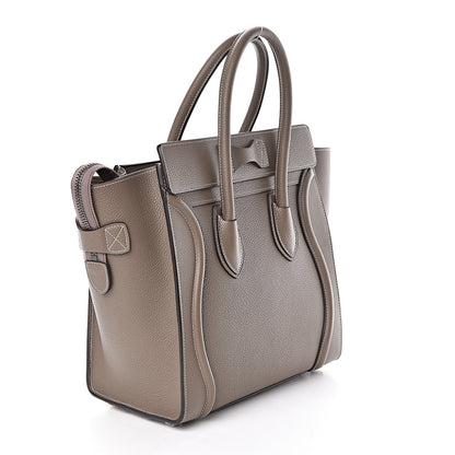 Celine Drummed Calfskin Micro Luggage Souris 3 of 9