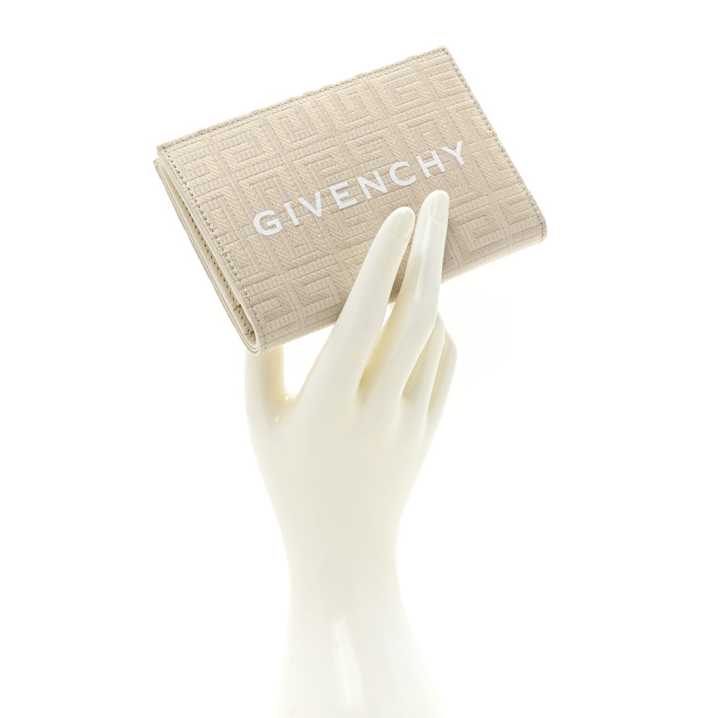 Embroidered Canvas 4G Logo G-Cut Bi-Fold Wallet Natural Beige