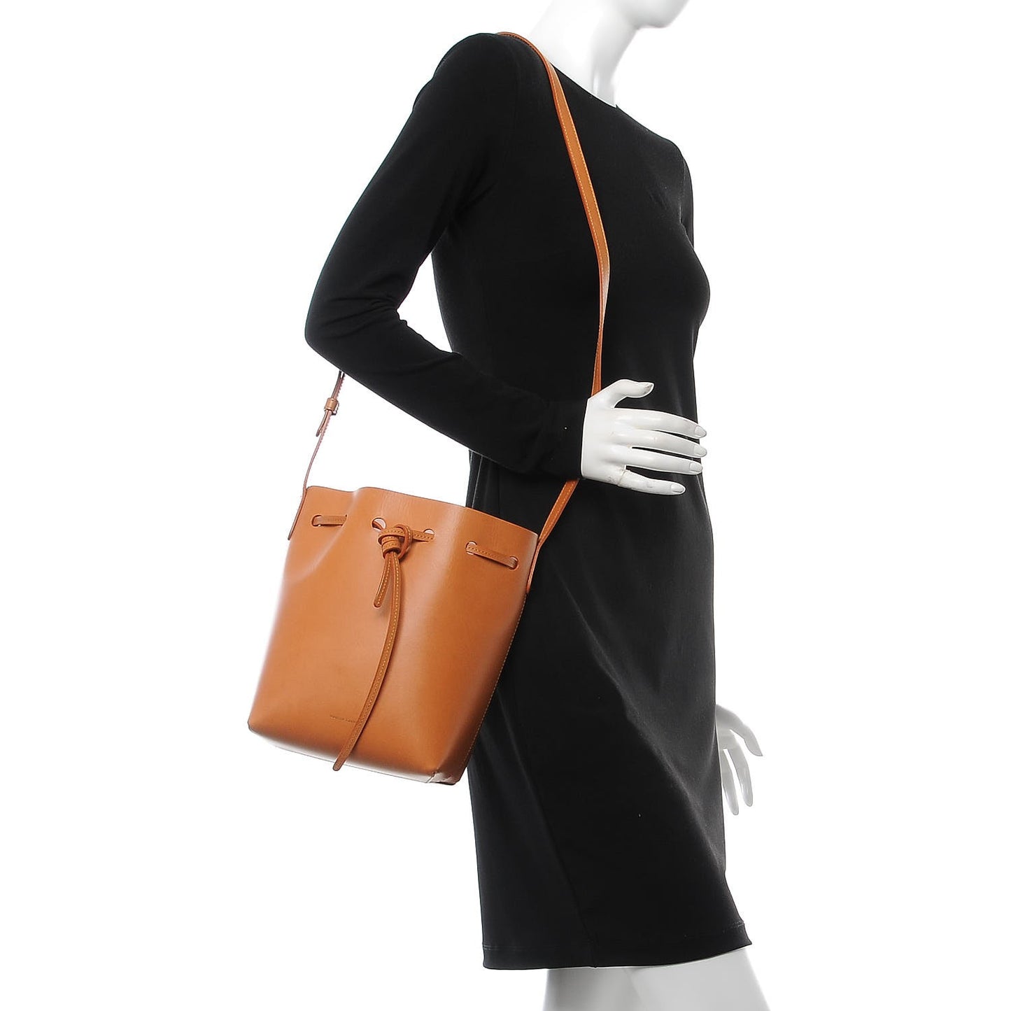 Vegetable Tanned Calfskin Mini Bucket Bag Camello Rosa