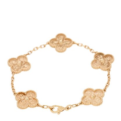 Van Cleef & Arpels 18K Yellow Gold 5 Motifs Vintage Alhambra Bracelet 2 of 4