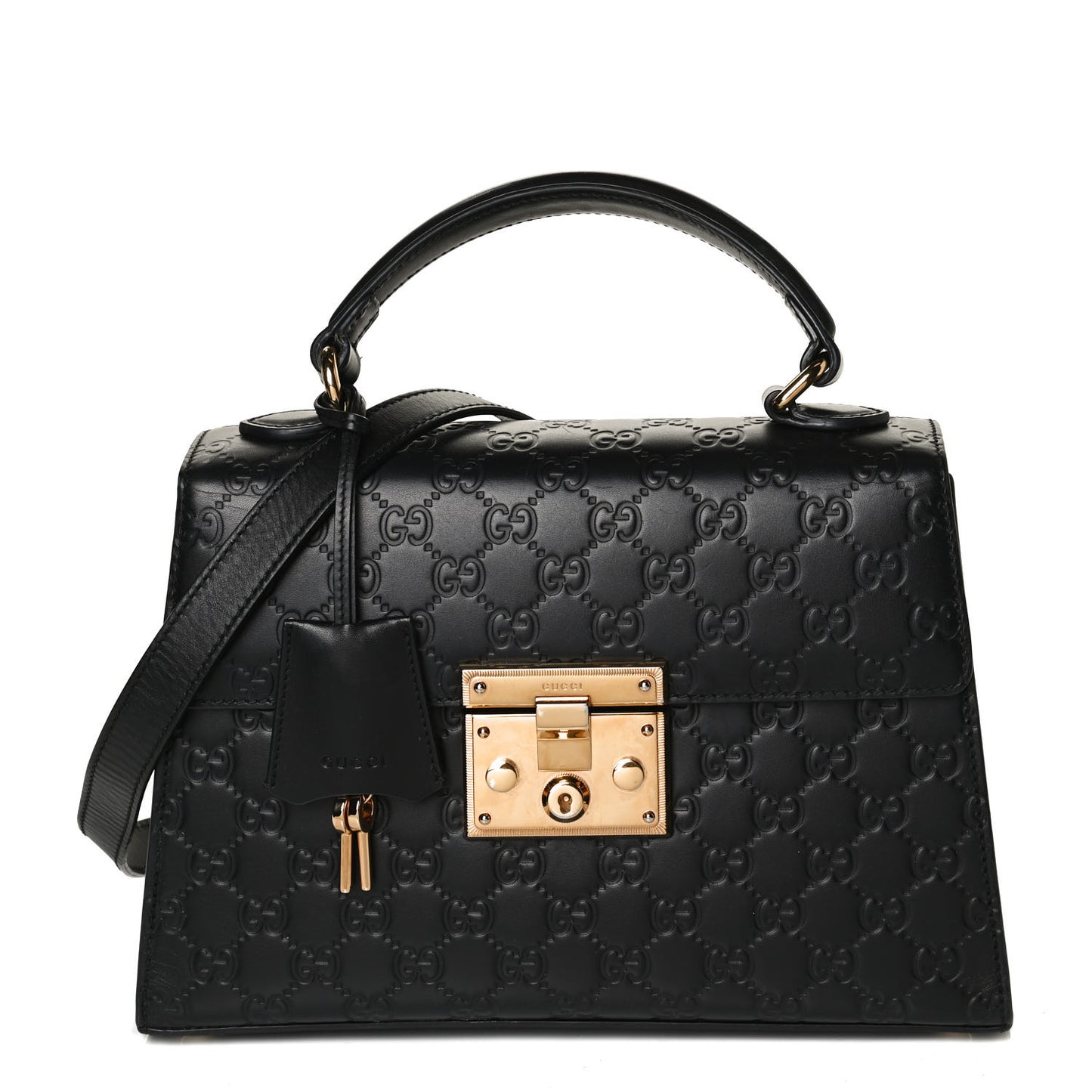 Guccissima Signature Small Padlock Top Handle Bag Black