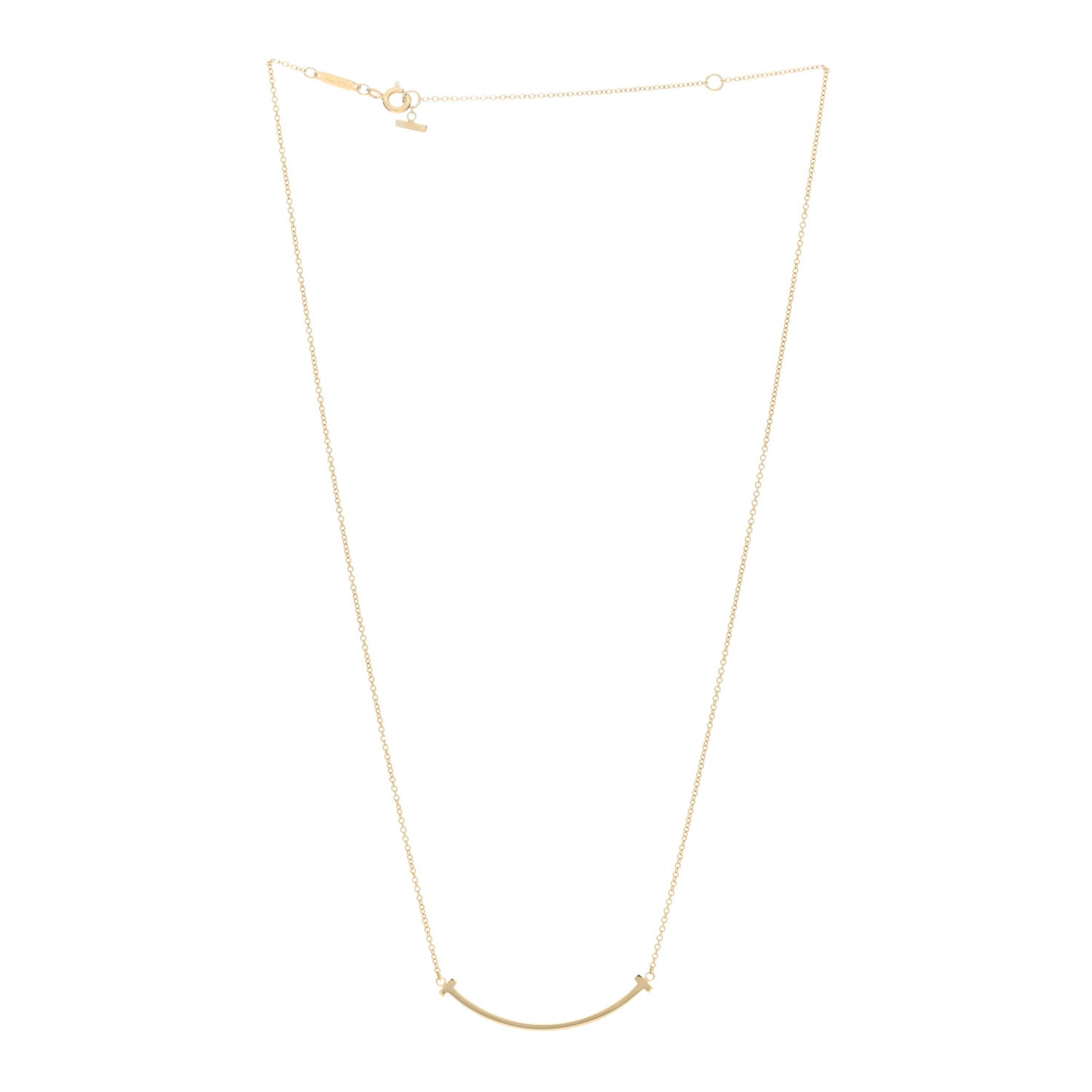 18K Yellow Gold Small T Smile Pendant Necklace