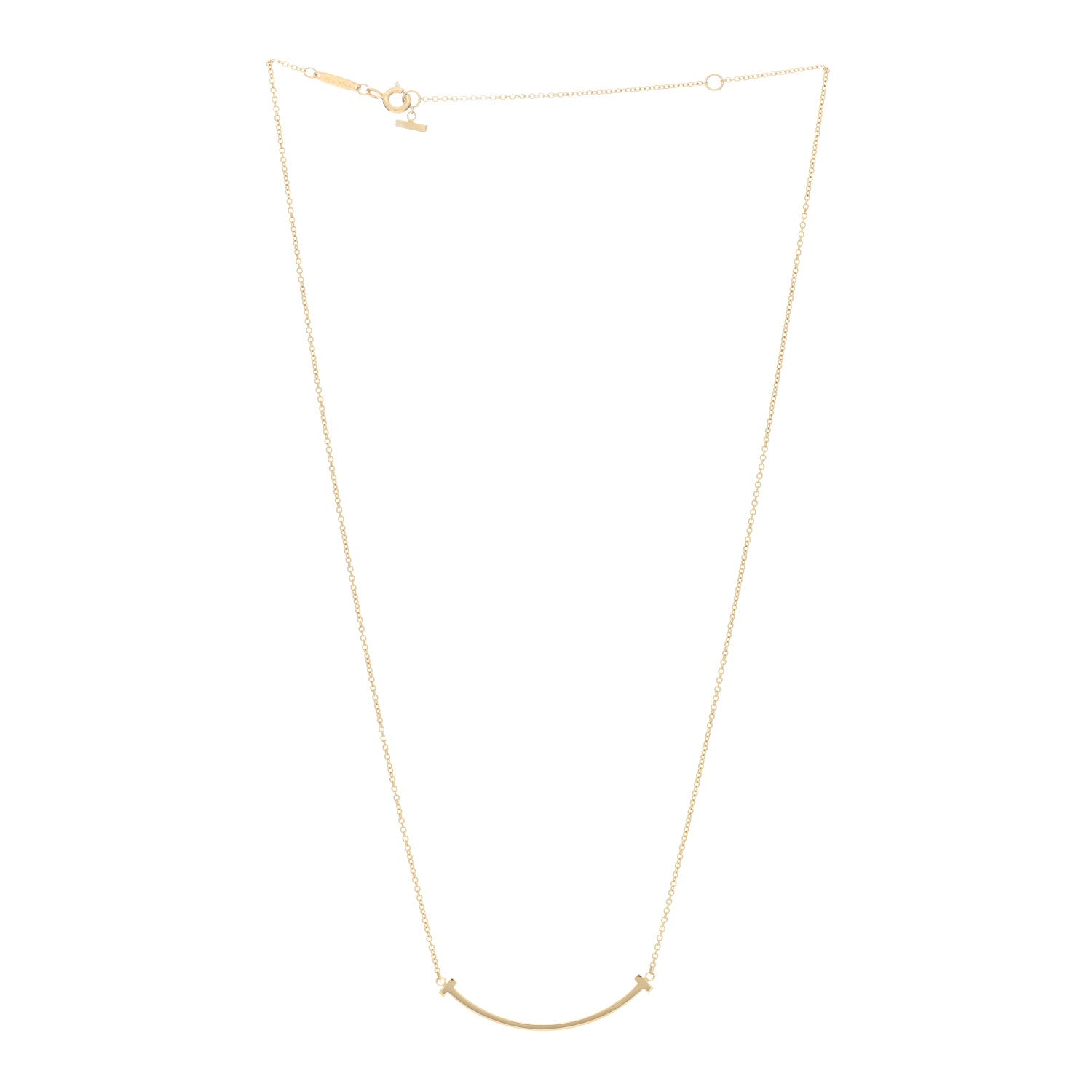 Tiffany 18K Yellow Gold Small T Smile Pendant Necklace 3 of 4