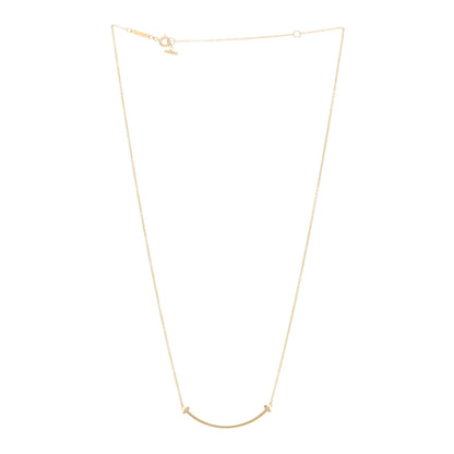 Tiffany 18K Yellow Gold Small T Smile Pendant Necklace 3 of 4