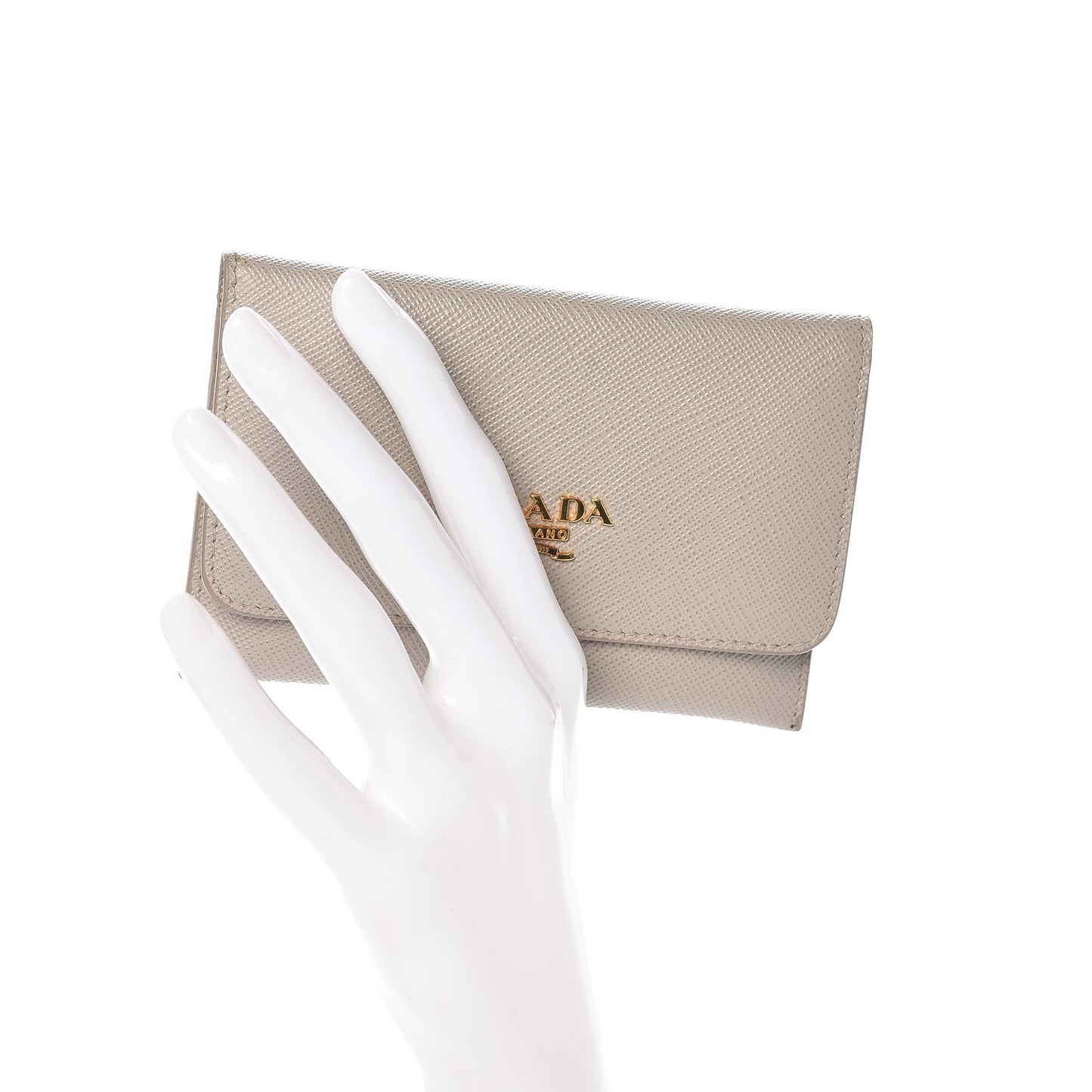 Saffiano Metal Flap Card Holder Pomice