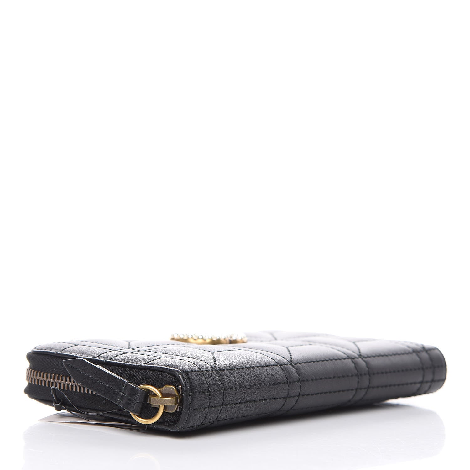 Gucci Calfskin Matelasse Pearly GG Marmont Zip Around Wallet Black 4 of 9